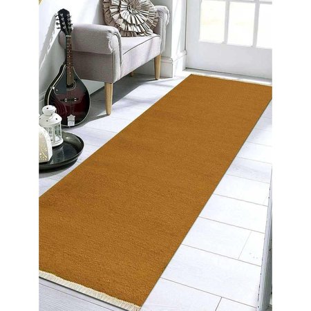 JENSENDISTRIBUTIONSERVICES 2 ft. 6 in. x 10 ft. Hand Woven Flat Weave Kilim Wool Runner Rug, Gold MI1557132